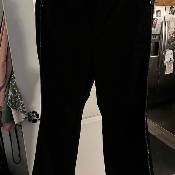 Laura Pants - Laura Black Boot Cut Jeans with Bling Piping
